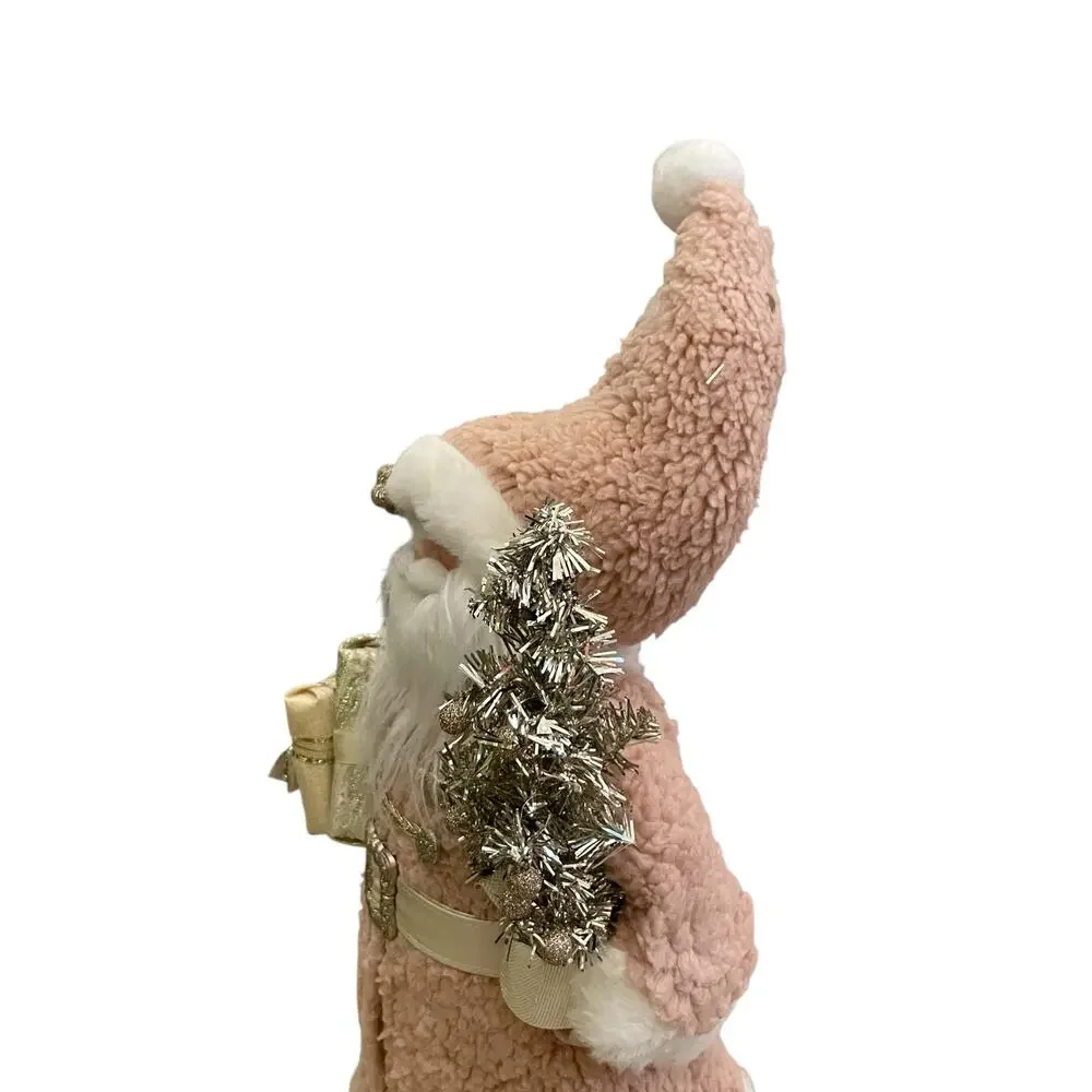 Christmas Santa Figurine 18in Pink Gold and Silver 34th & Pine Holiday Decor New